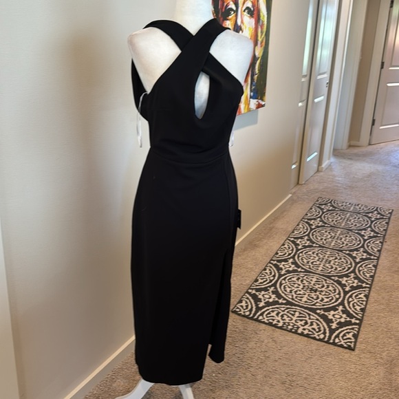 Beyond Classy Black Satin Halter Midi Dress - Picture 11 of 16